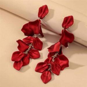 Ms Keisha Rose Petal Tassel Red Earrings