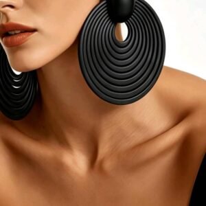 Big black Matte Round Hoop Earrings