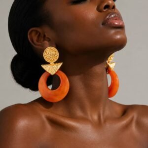 Egyptian Style Gold Orange Earrings