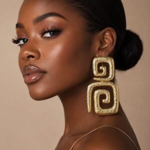Gold Spiral Textured Earrings