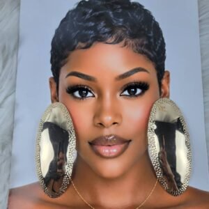 Big Bold Gold Oval shaped Statement Earrings