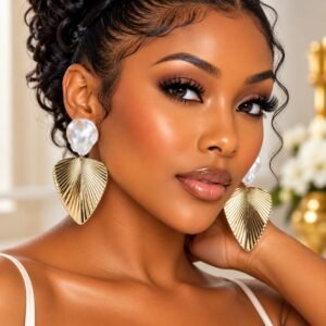 Pearl Leaf Statement Earrings